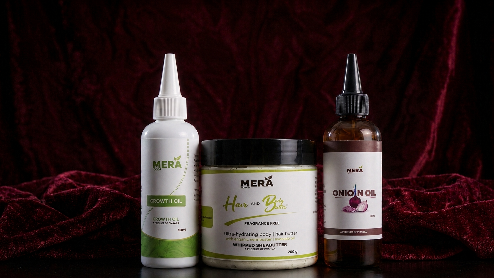 NappyHood product shelf with oils and hair care products